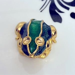 Vintage MIKE AND ALLY ENAMELED FROG TRINKET BOX